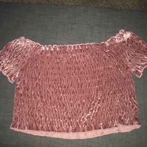 Pink velvet crop top